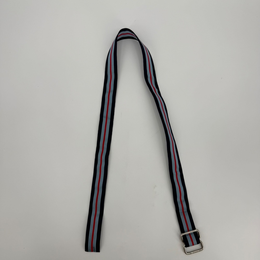 Polo Ralph Lauren Mens Striped D-Ring Webbing Belt Navy Blue Red Made in USA L